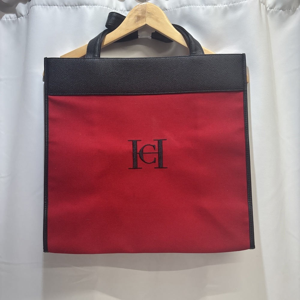 CAROLINA HERRERA CH Logo Good Girl RED Canvas TOTE Bag Limited Large New